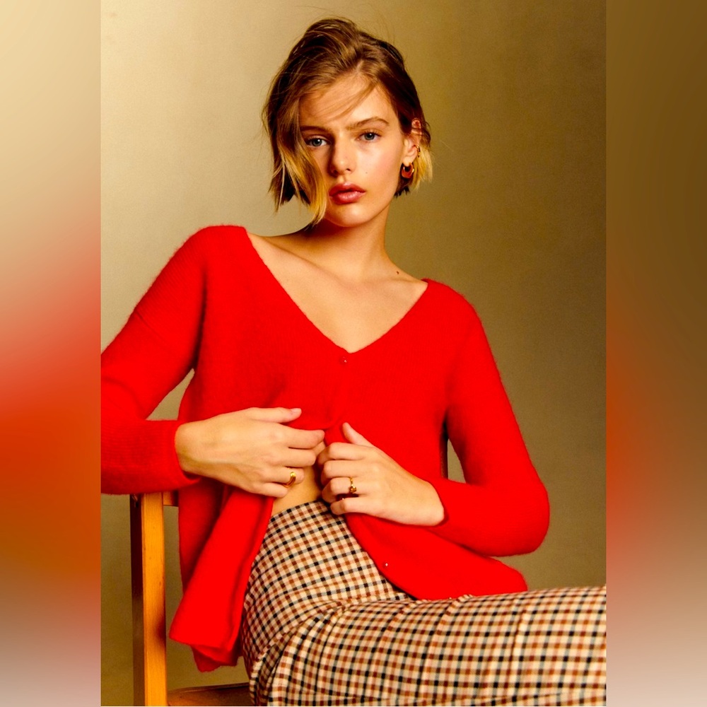 Sézane Barry Cardigan in color Red, Size XS